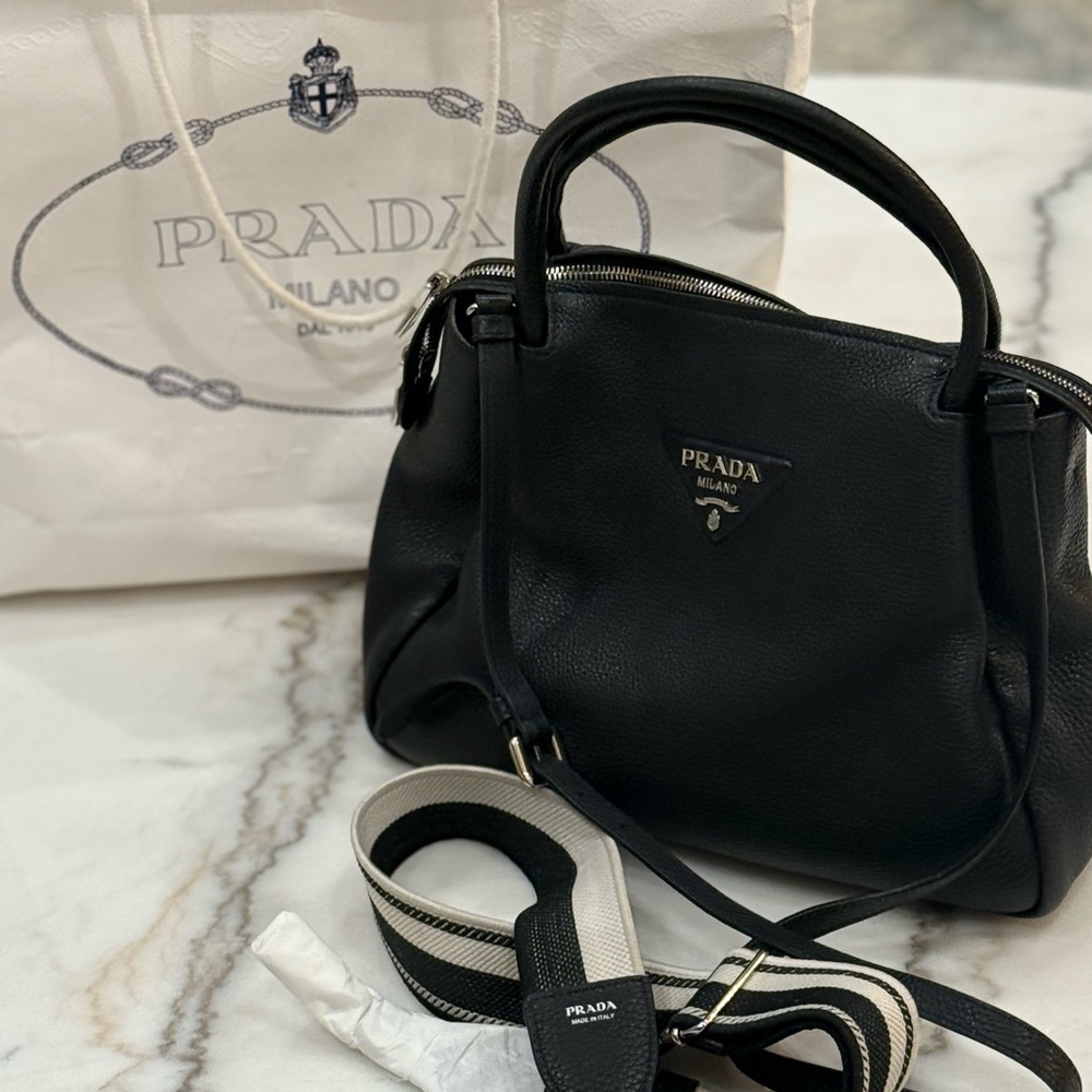 Prada Black Leather Satchel - Picture 1 of 8